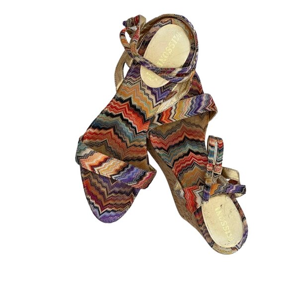 Missoni cork wedge platform multicolor print zig zag classic 38, US8 - Picture 3 of 10